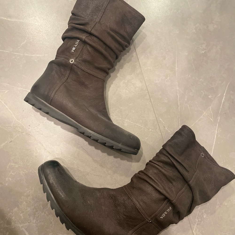 Prada leather slouch boot